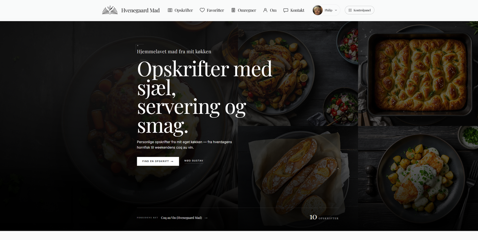 Hvenegaard Mad — recipe site I designed, built, and delivered