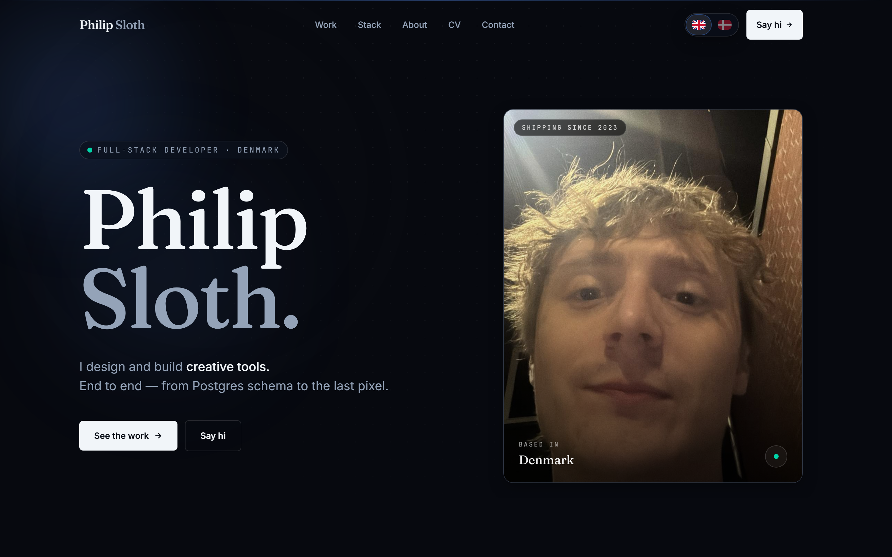 Philip Sloth Portfolio — The public site — what you see when you visit